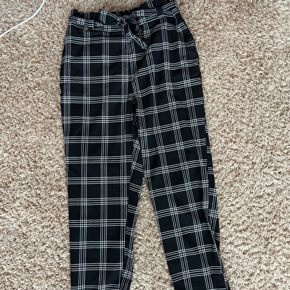Black and white plaid pants